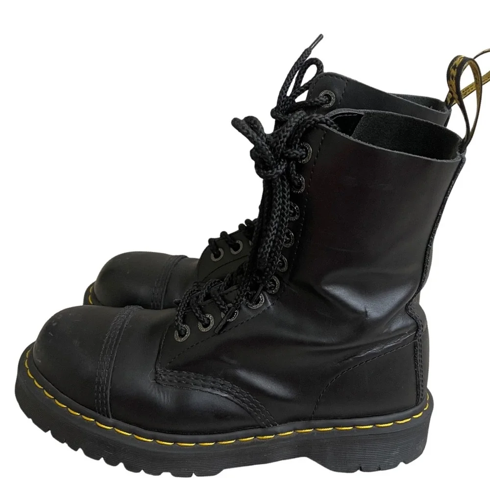 Dr Martens 10966 men 9 womens 10 Black  Leather 10-Eye Platform Cap Toe Boots